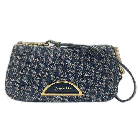 Christian Dior Maris Pearl Trotter Shoulder Bag Navy WS33729