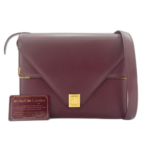 CARTIER Must Line Shoulder Bag wine-red WS33754