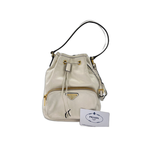 PRADA duet Shoulder Bag white WS33798