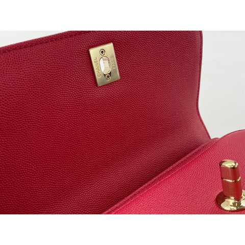 CHANEL Matelassé Business Affinity Shoulder Bag Red WS33805