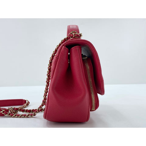 CHANEL Matelassé Business Affinity Shoulder Bag Red WS33805