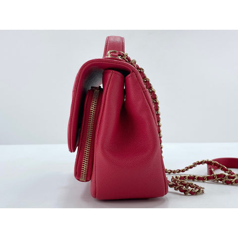 CHANEL Matelassé Business Affinity Shoulder Bag Red WS33805