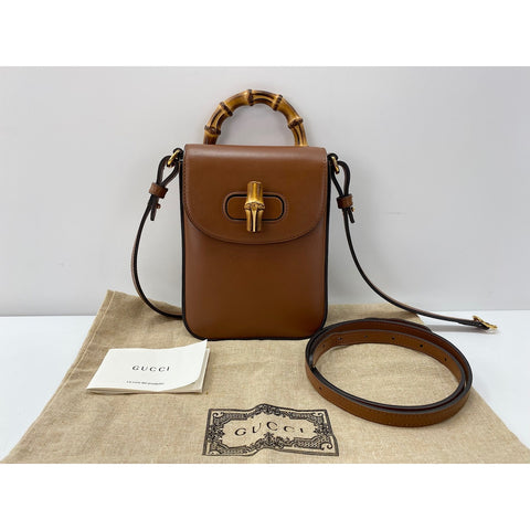 GUCCI Bamboo Shoulder Bag Brown WS33858
