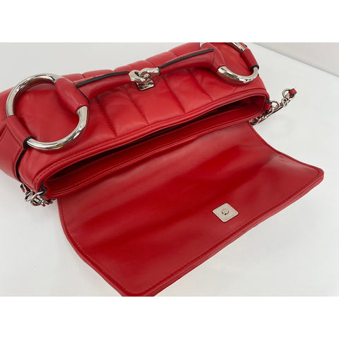 GUCCI Horsebit Shoulder Bag Red WS33862