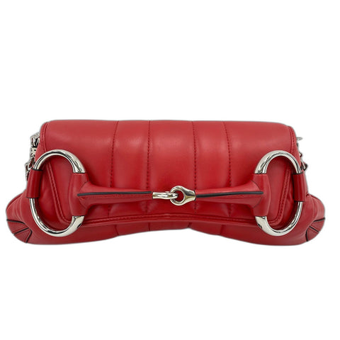 GUCCI Horsebit Shoulder Bag Red WS33862
