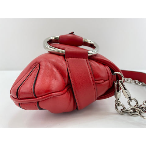 GUCCI Horsebit Shoulder Bag Red WS33862