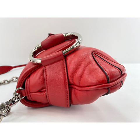 GUCCI Horsebit Shoulder Bag Red WS33862
