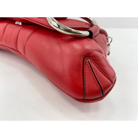 GUCCI Horsebit Shoulder Bag Red WS33862