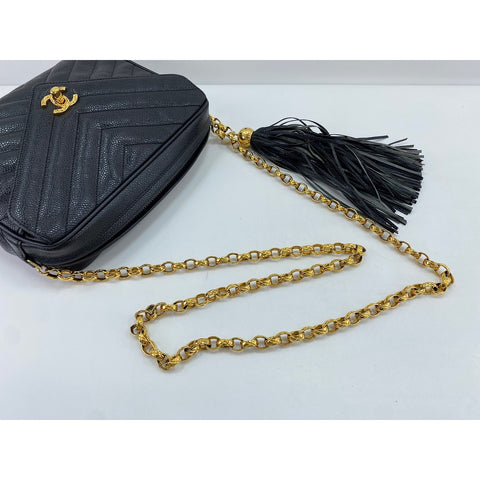CHANEL Chevron Shoulder Bag black WS33867