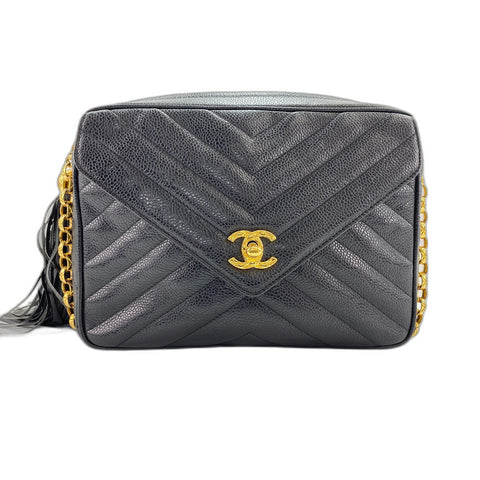 CHANEL Chevron Shoulder Bag black WS33867