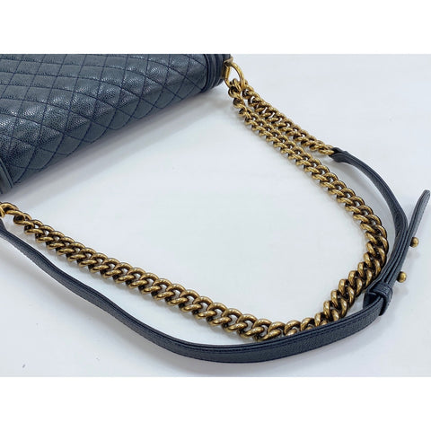 CHANEL Boy Chanel Large Shoulder Bag Navy WS33957
