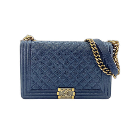 CHANEL Boy Chanel Large Shoulder Bag Navy WS33957