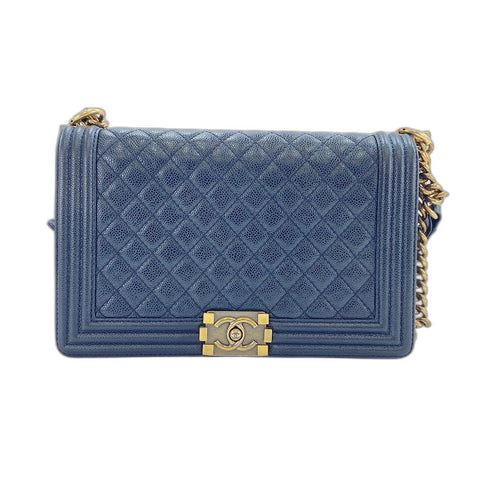 CHANEL Boy Chanel Large Shoulder Bag Navy WS33957
