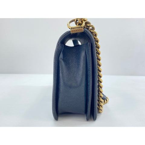 CHANEL Boy Chanel Large Shoulder Bag Navy WS33957