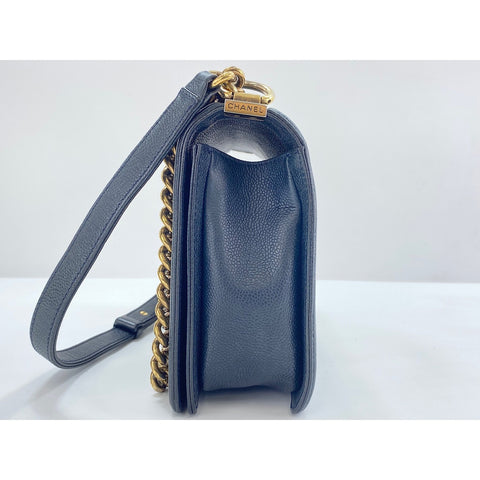 CHANEL Boy Chanel Large Shoulder Bag Navy WS33957