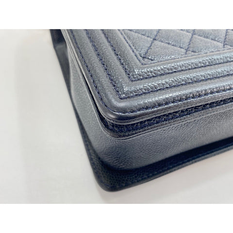 CHANEL Boy Chanel Large Shoulder Bag Navy WS33957