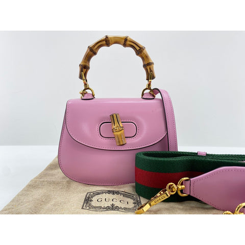 GUCCI Bamboo Handbag pink WS33994