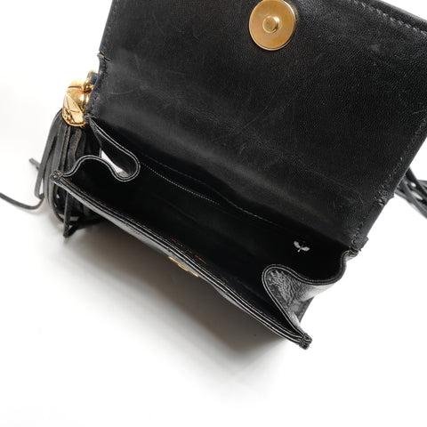 CHANEL 流苏 1989-1991 单肩包 小羊皮 黑色 WS3402