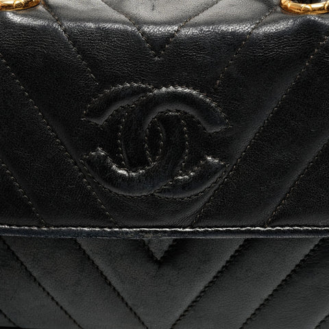CHANEL 流苏 1989-1991 单肩包 小羊皮 黑色 WS3402