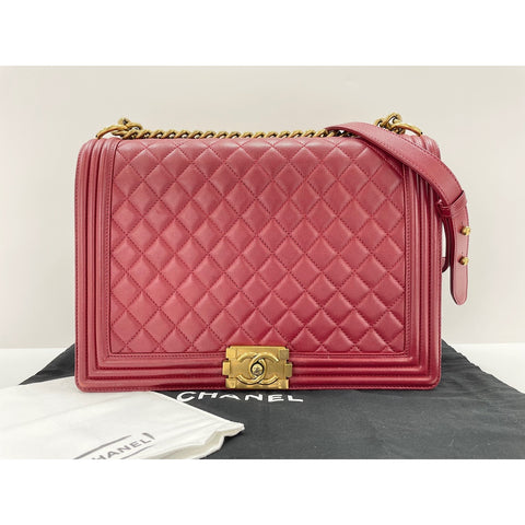 CHANEL Boy Chanel Large Shoulder Bag Red WS34022