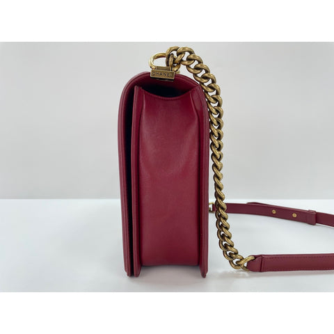 CHANEL Boy Chanel Large Shoulder Bag Red WS34022