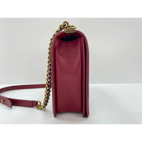 CHANEL Boy Chanel Large Shoulder Bag Red WS34022