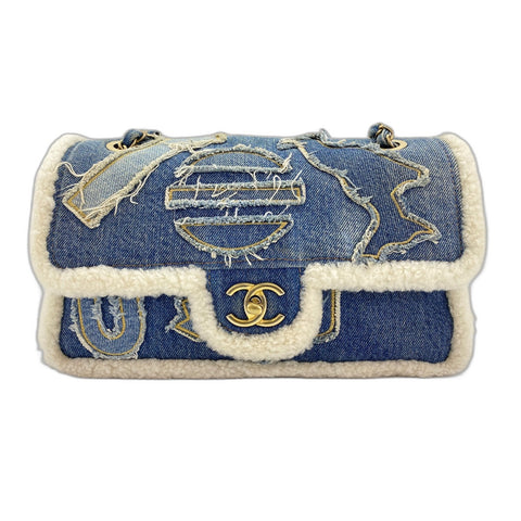 CHANEL Egyptian Line Shoulder Bag blue WS34148