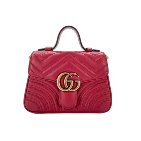 GUCCI GG Marmont mini top handle Shoulder Bag Red WS34165