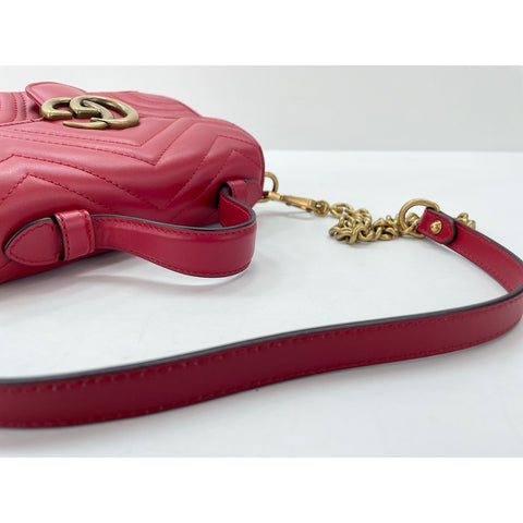 GUCCI GG Marmont mini top handle Shoulder Bag Red WS34165