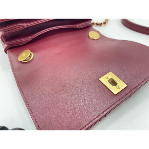 CHANEL Mini Matelasse Shoulder Bag Red WS34166