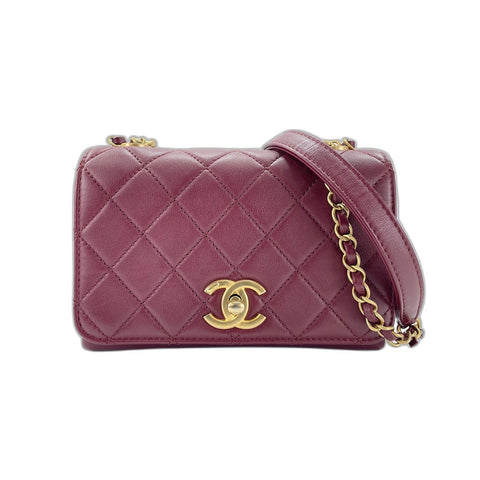 CHANEL Mini Matelasse Shoulder Bag Red WS34166