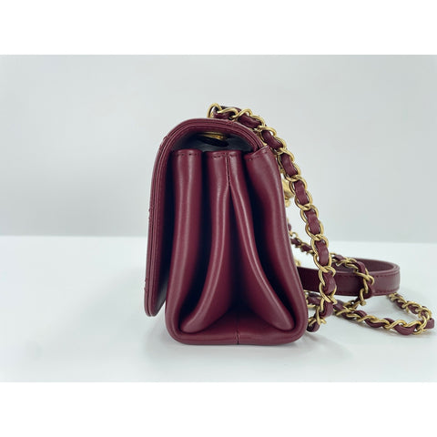 CHANEL Mini Matelasse Shoulder Bag Red WS34166