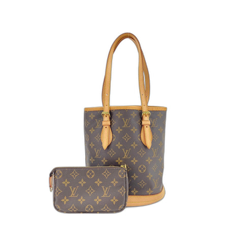 LOUIS VUITTON Petit bucket Tote Bag Brown WS34176