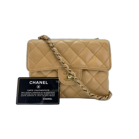 CHANEL Mini Matelasse Shoulder Bag beige WS34211