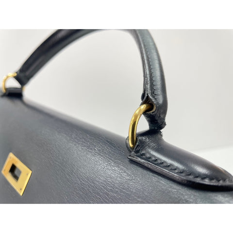 HERMES Kelly Handbag Navy WS34233