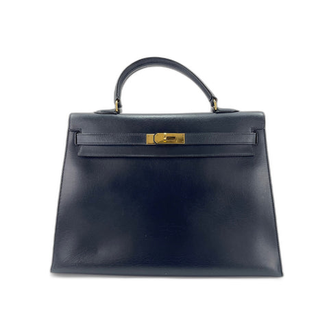 HERMES Kelly Handbag Navy WS34233
