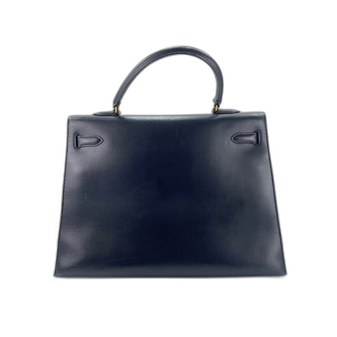HERMES Kelly Handbag Navy WS34233