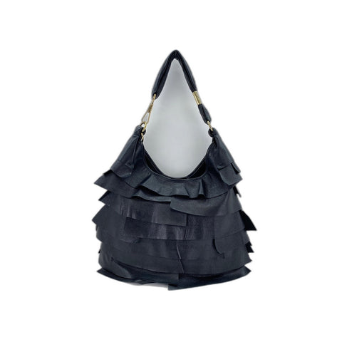 SAINT LAURENT PARIS Frill Shoulder Bag black WS34250