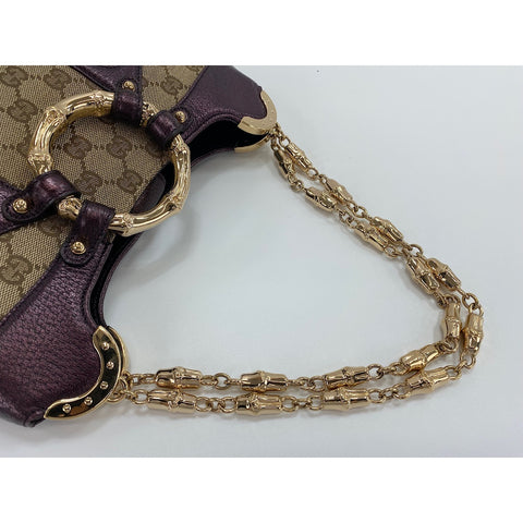 GUCCI Bamboo Shoulder Bag purple WS34335