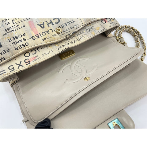 CHANEL Newspaper Shoulder Bag beige WS34340