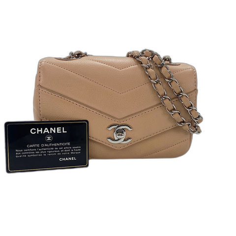 CHANEL Chevron Shoulder Bag beige WS34356