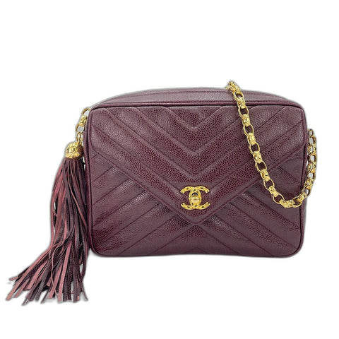 CHANEL Chevron Shoulder Bag wine-red WS34359