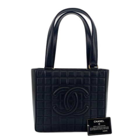 CHANEL Chocolate bar Tote Bag black WS34365