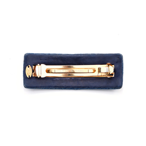 Chanel CHANEL Turnlock Coco Mark Hair Accessories Gold Hardware Barrette Navy WS3452