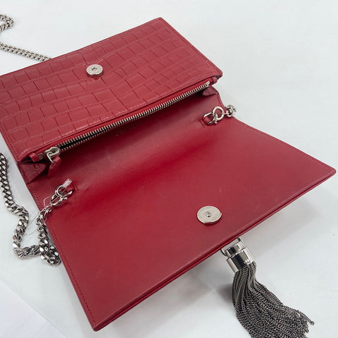 YVES SAINT LAURENT Kate Tassel Tassel Shoulder Bag Red WS34750