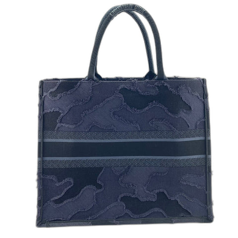 Christian Dior Book Tote Fringe Tote Bag Navy WS34789