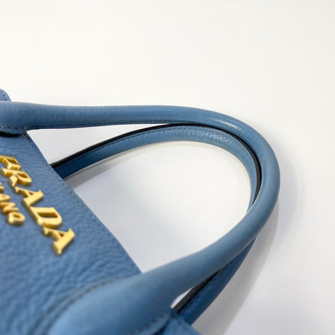 PRADA Vittello Dino 2WAY Handbag blue WS34817