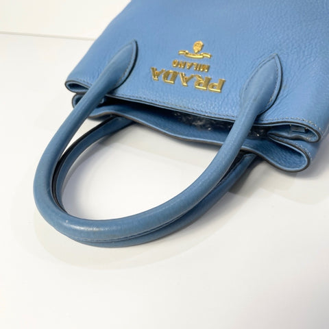 PRADA Vittello Dino 2WAY Handbag blue WS34817