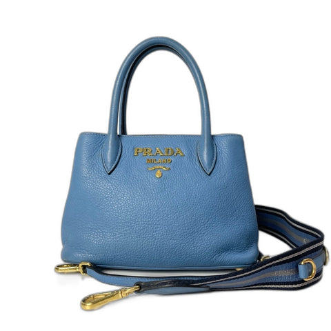 PRADA Vittello Dino 2WAY Handbag blue WS34817