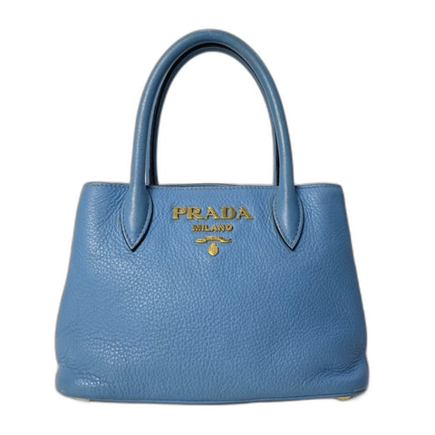 PRADA Vittello Dino 2WAY Handbag blue WS34817